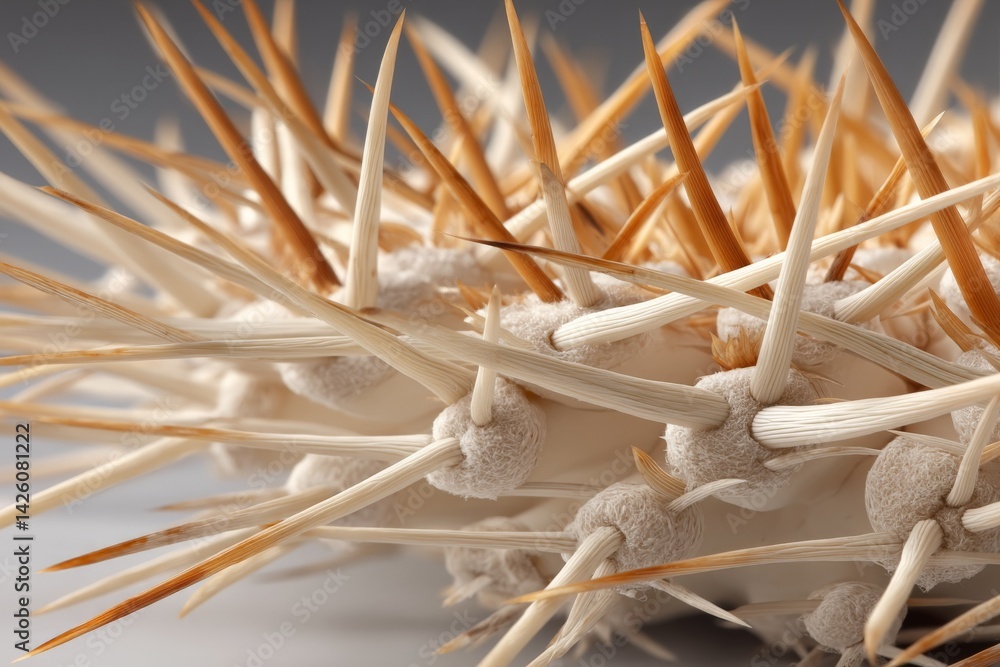 Poster close-up view of a spiny sea creature showcasing intricate texture and natural colors during dayligh