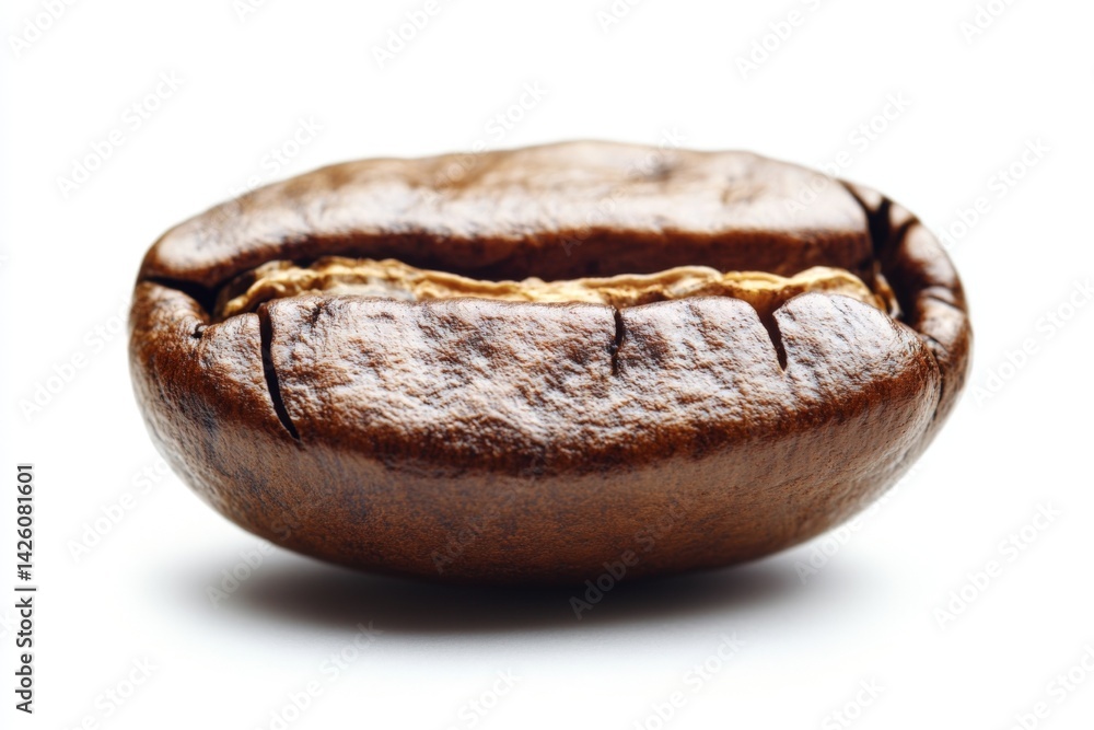 Poster coffee bean resting on a clean surface, showcasing its rich texture and color