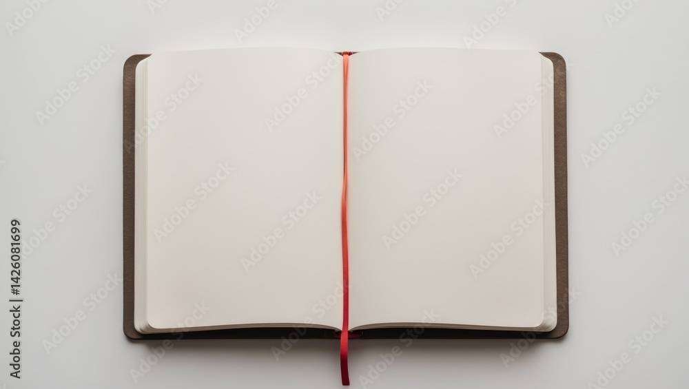 Poster empty open notebook on background showcasing paper texture and front perspective