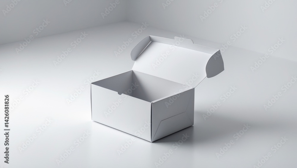 Poster white cardboard box with blank packaging for product design mockup isolated on background with clipp