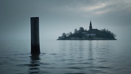 Fototapeta premium Poveglia Island: A historic quarantine site in Italy amid water and sky