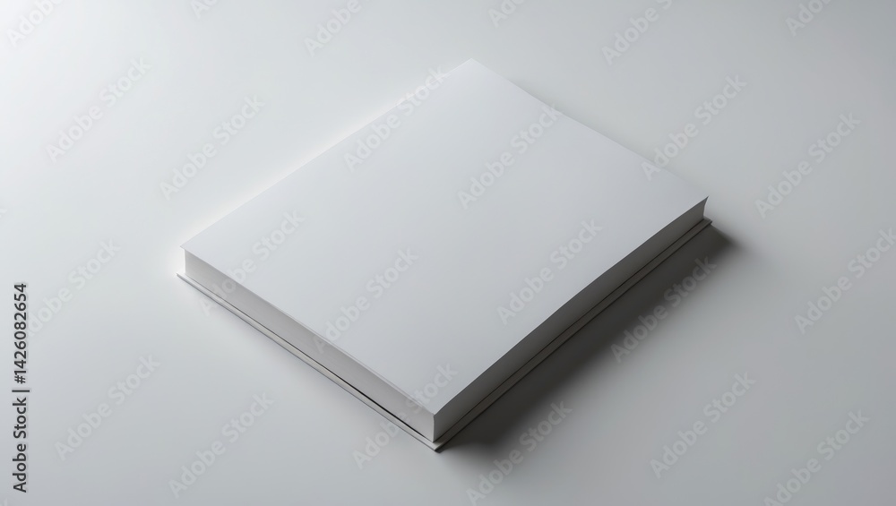 Poster top-down view of empty book mockup with white background for branding and design