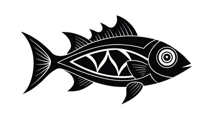 Fototapeta premium stylized fish graphic black and white vector