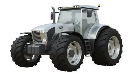 Modern silver tractor illustration