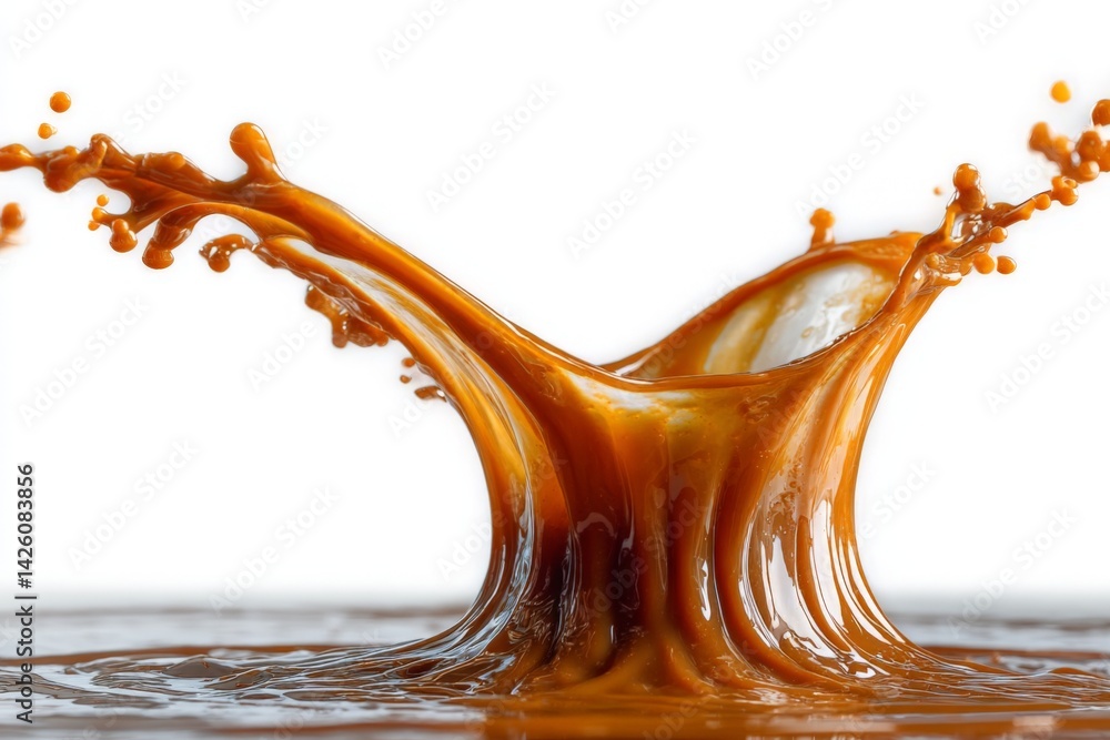 Poster coffee splash captured in high detail creates an artistic effect on a white background