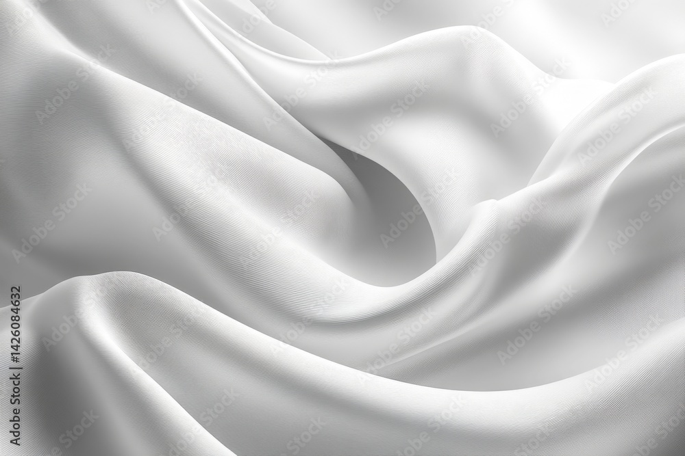 Poster smooth white fabric drapes elegantly across a gentle surface, highlighting its soft texture and ligh