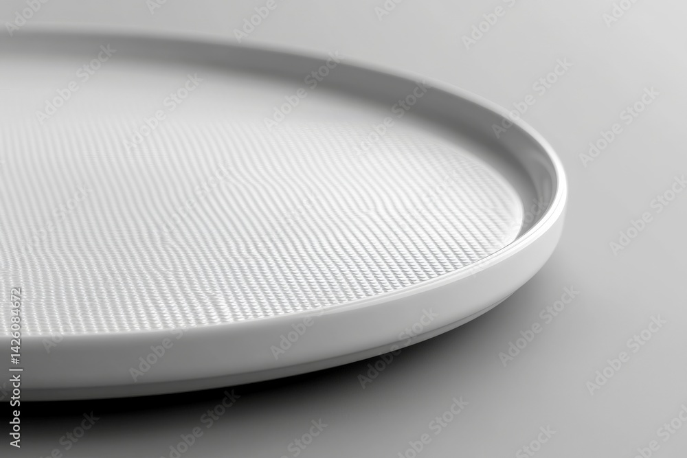 Aufkleber white textured plate placed on a smooth surface highlighting minimalism and design aesthetics in a m