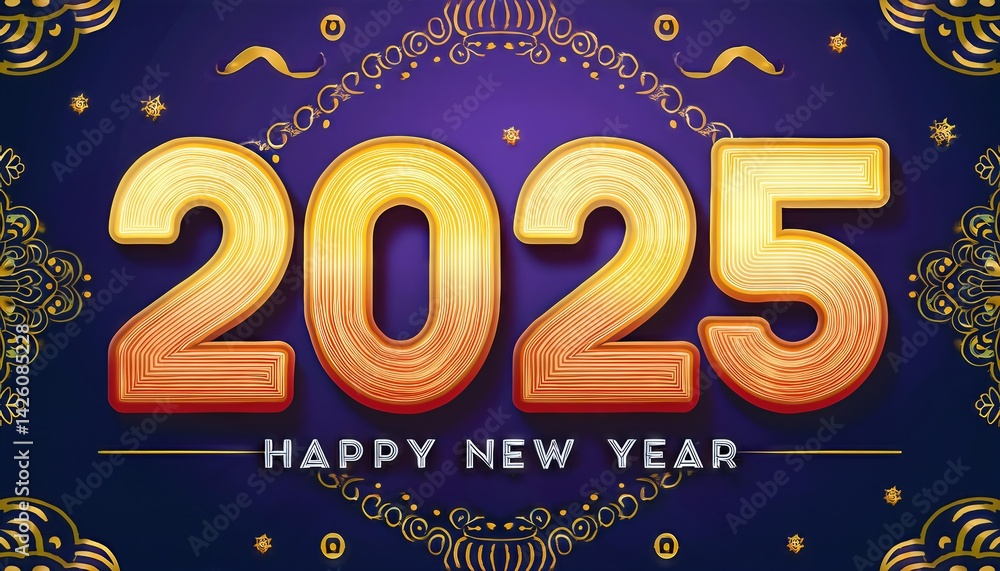 Poster exuberant new year text design joyful countdown with glittering numbers and radiant colors, embracin