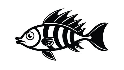 Fototapeta premium stylized fish outline black and white design