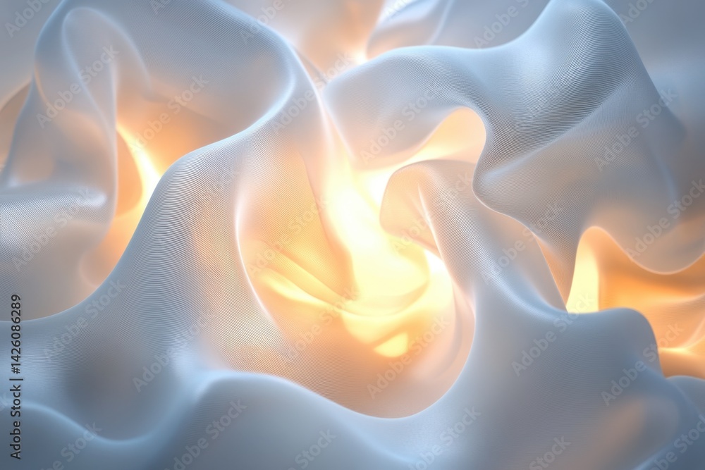 Poster abstract fabric swirling with soft light creating a serene visual in a calm atmosphere