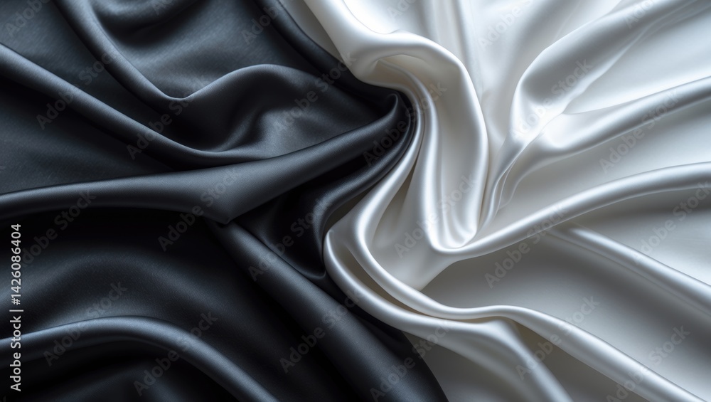 Aufkleber luxurious shiny black gray satin fabric texture with abstract silk cloth background featuring soft b