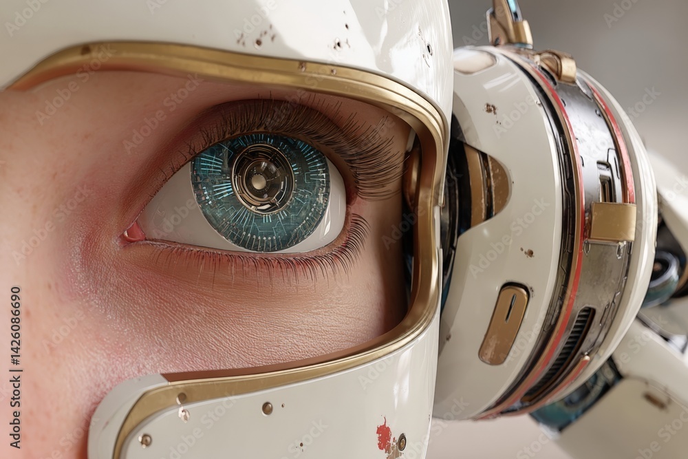 Leinwandbilder futuristic robot eye design showcases advanced technology and intricate details in a close-up view