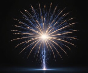 Stunning blue firework display isolated on black, stars twinkling in the background ,  graphic,  light