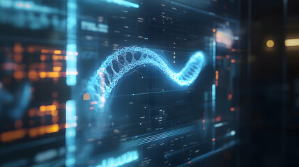 Obraz premium holographic view of a dna cell technology