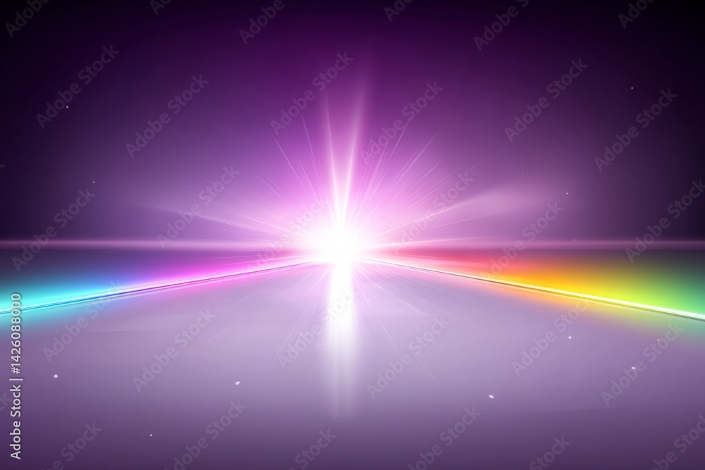 Aufkleber colorful light emanates from center with rainbow hues spreading across a dark background