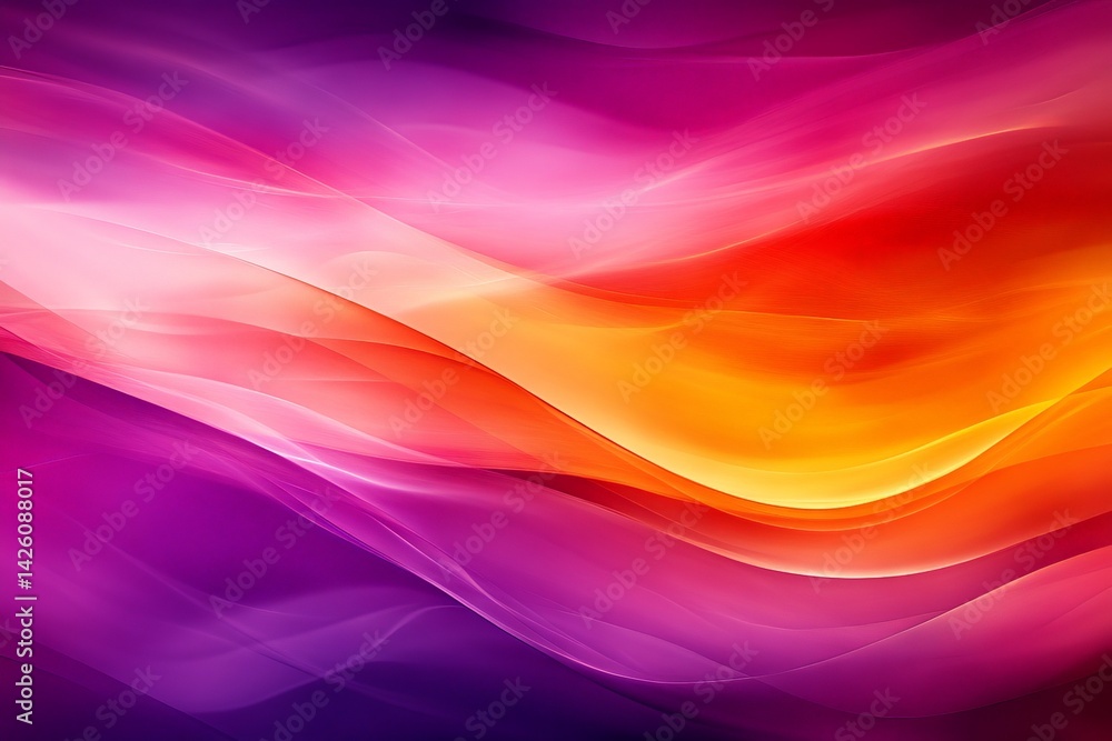 Poster Colorful abstract waves blend in vibrant patterns creating a dynamic visual experience in a digital artwork