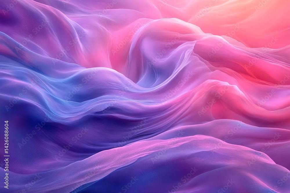 Poster colorful abstract waves create a dreamlike atmosphere with soft gradients at sunrise or sunset
