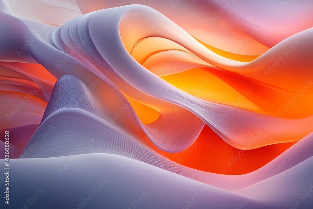 Poster Abstract composition of flowing shapes in warm colors creating a serene visual experience
