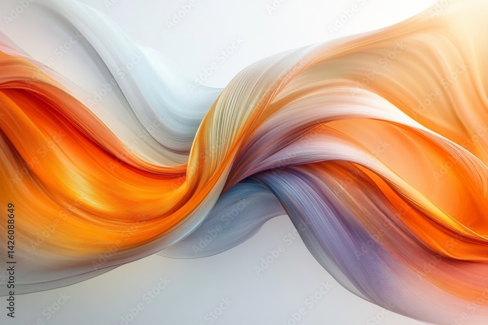 Aufkleber colorful flowing abstract fabric creating dynamic waves in shades of orange and purple against a sof