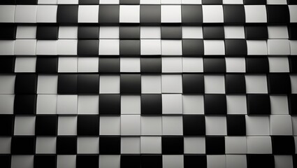 Black and white checkerboard tiles as a seamless pattern for flooring