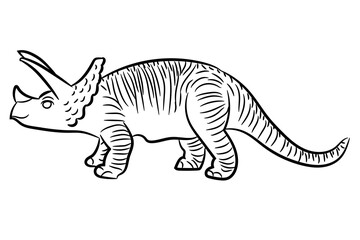 Detailed illustration of a Triceratops with three prominent horns and robust body. Didactic sketch