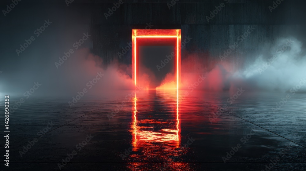 Poster a stunning modern futuristic neon abstract background. large object in the center, space background.