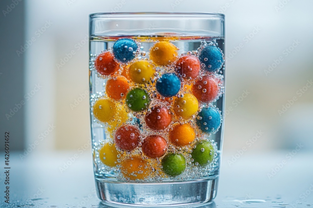 Aufkleber colorful candy balls submerged in sparkling water creating an eye-catching visual display