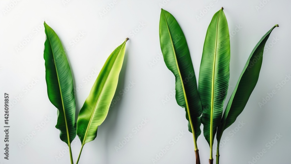 Poster tropical banana leaves isolated on a background with a clipping path
