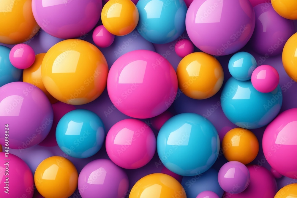 Aufkleber colorful arrangement of glossy spheres in various sizes creates a playful and vibrant visual display