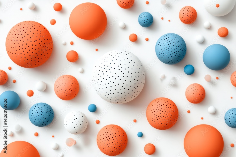 Aufkleber colorful arrangement of three-dimensional spheres on a white background with varying sizes and textu