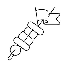 barbecue skewer with flag icon, barbecue skewer with flag line art - simple line art of barbecue skewer with flag, perfect for barbecue skewer with flag logos and icons