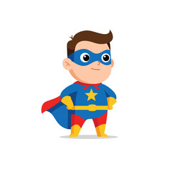 Cute Chibi Superhero Boy Illustration