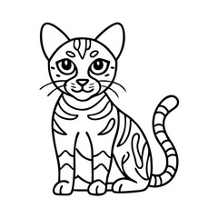 bengal kitten icon, bengal kitten line art - simple line art of bengal kitten, perfect for bengal kitten logos and icons