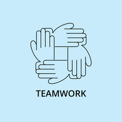 Teamwork Line Art Icon Unity, Collaboration, Support and Partnership Concept Design