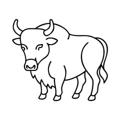 bison icon, bison line art - simple line art of bison, perfect for bison logos and icons