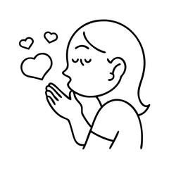 blowing a kiss icon, blowing a kiss line art - simple line art of blowing a kiss, perfect for blowing a kiss logos and icons