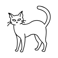 black cat icon, black cat line art - simple line art of black cat, perfect for black cat logos and icons