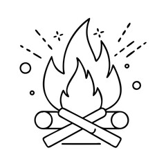 bonfire icon, bonfire line art - simple line art of bonfire, perfect for bonfire logos and icons