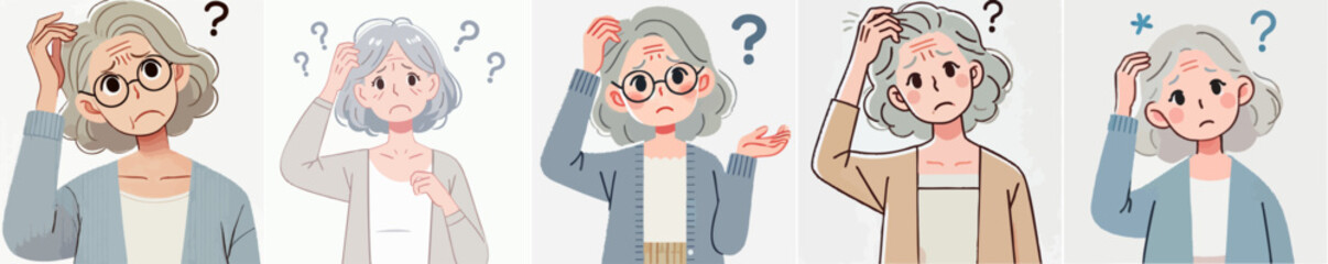 set vector people scratching their heads in a confused gesture
