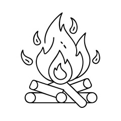 bonfire icon, bonfire line art - simple line art of bonfire, perfect for bonfire logos and icons