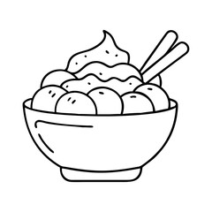 bowl of chocolate ice cream icon, bowl of chocolate ice cream line art - simple line art of bowl of chocolate ice cream, perfect for bowl of chocolate ice cream logos and icons