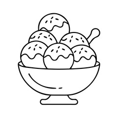 bowl of chocolate ice cream icon, bowl of chocolate ice cream line art - simple line art of bowl of chocolate ice cream, perfect for bowl of chocolate ice cream logos and icons