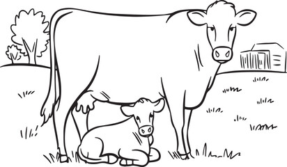 black and white cow vector