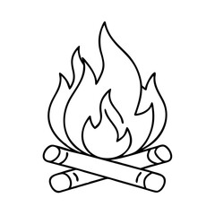 campfire icon, campfire line art - simple line art of campfire, perfect for campfire logos and icons