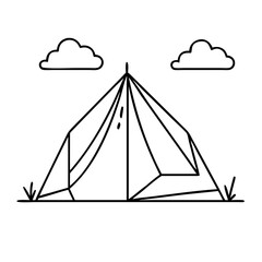 camping tent icon, camping tent line art - simple line art of camping tent, perfect for camping tent logos and icons