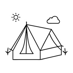 camping tent icon, camping tent line art - simple line art of camping tent, perfect for camping tent logos and icons