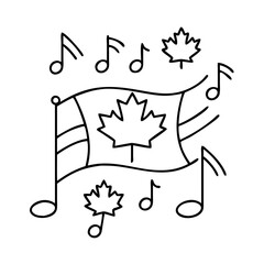 canadian anthem music notes icon, canadian anthem music notes line art - simple line art of canadian anthem music notes, perfect for canadian anthem music notes logos and icons