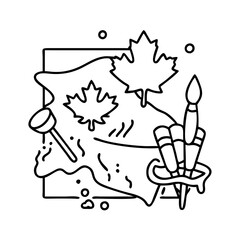 canadian art brush strokes icon, canadian art brush strokes line art - simple line art of canadian art brush strokes, perfect for canadian art brush strokes logos and icons