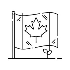 canadian flag icon, canadian flag line art - simple line art of canadian flag, perfect for canadian flag logos and icons