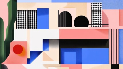 Geometric play of colors and textures